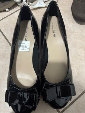 American Eagle Outfitters Black Patent Bow Ballet Flats